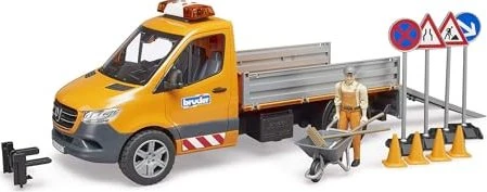 Bruder MB Sprinter Kommunal mit Light & Sound Modul (orange, Inkl. Fahrer und Zubehör)