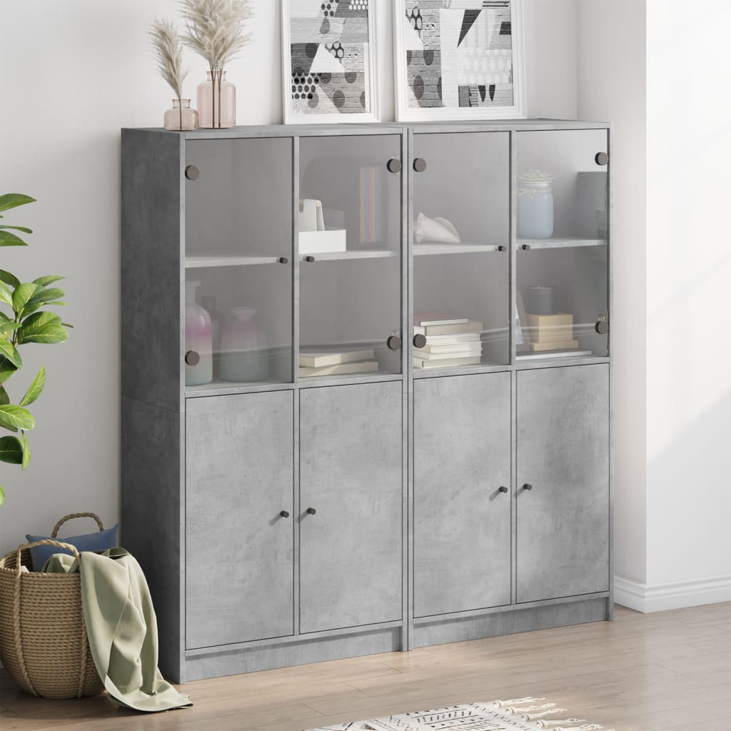 Brayden Studio Avanelle 142cm H x 136cm W Standard Bookcase Concrete Grey