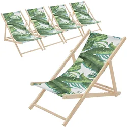 LIEGESTUHL 5er Set Tropical Grün-Weiß