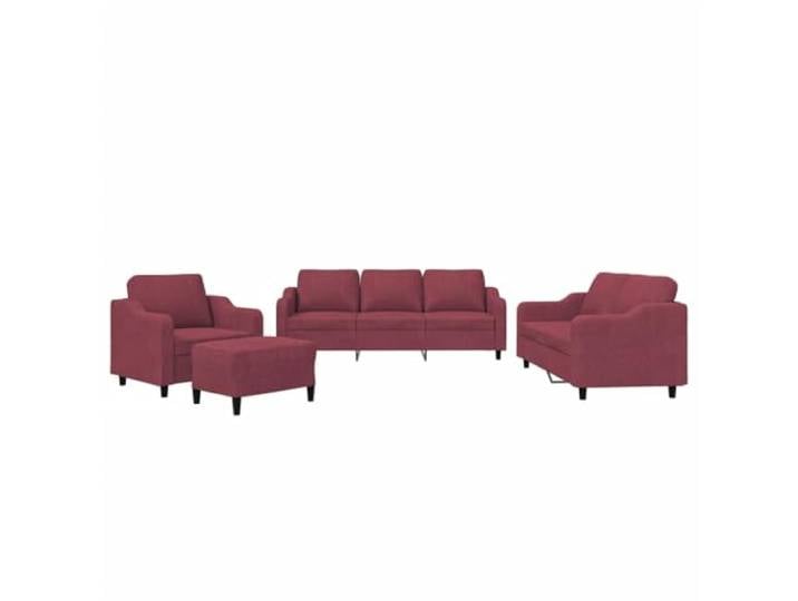 Makastle 4er Set Sofa Couchgarnitur mit Kissen Weinrot Stoff