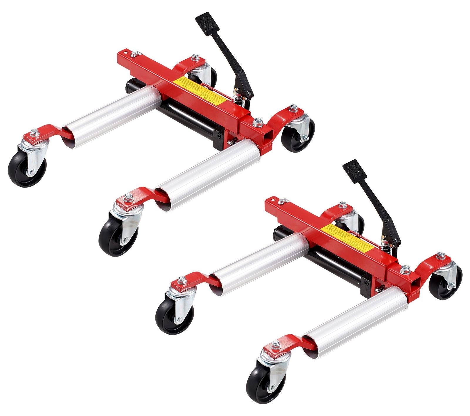 VEVOR Rad-Dolly, Maximalbelastung 1500 lbs Auto-Dolly, Autoheber-Dolly mit 360° drehbaren Rädern, Schwerlast-Fahrzeugpositionierungs-Hydraulikreifenheber, für Fahrzeug-Auto-Reparatur und -Bewegung, Set von 4, 2 Stück, Hydraulischer Aufzug