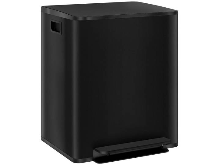 ComfortXL Mülleimer De-08952 2x25 L, Soft-Close, Mülltrennung Schwarz, Metall, 37.5x56x47.7 cm, Haushalt & Reinigung, Reinigung, Mülleimer & Abfallsammler