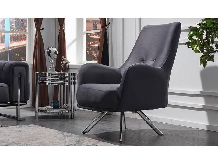 Xlmoebel Sessel Grauer Luxus-Sessel im modernen Design für stilvolles Wohnen (Sessel), Hergestellt in Europa