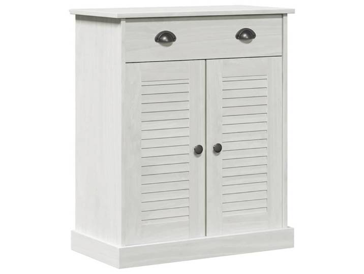 Meuble de rangement salle de bain - - Bois de pin massif - Blanc vieilli - 67.5x34x80 cm - Rangement abondant