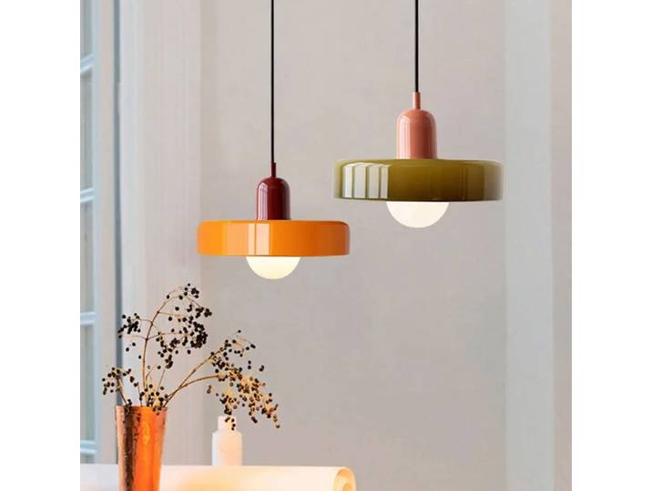 Plafonnier suspendu en verre au design moderne, luminaire décoratif d'intérieur, idéal pour un salon, une salle à manger, une cuisine ou une chambre à coucher Plafonnier LED suspendu en verre Memphis,