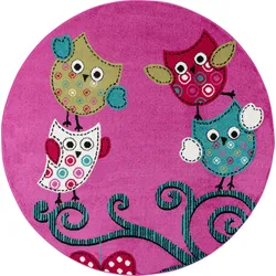 Kinderteppich TASNA, mit Eulen-Motiv, Violett, Ø 160 cm