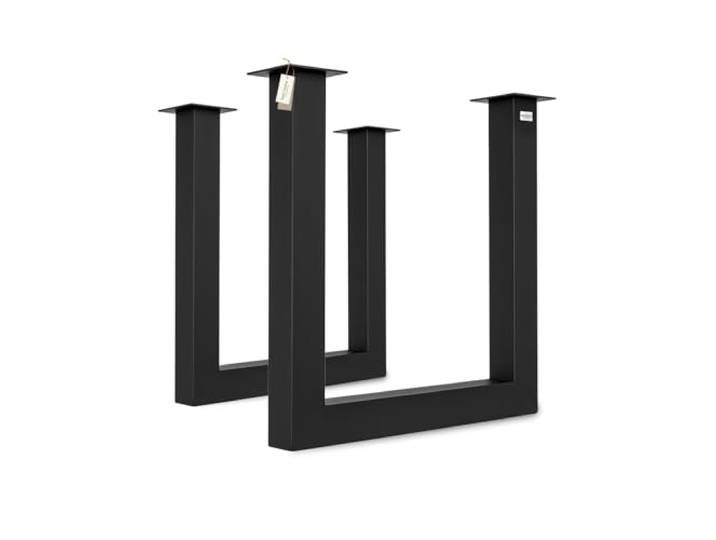 holz4home® Tiempo U-Tischbeine 1 Paar (2 Stück) in Schwarz Pulverbeschichtet I Höhe: 73 cm I Tischgestell aus Metall I Standfestes U-förmiges Gestell Stahl