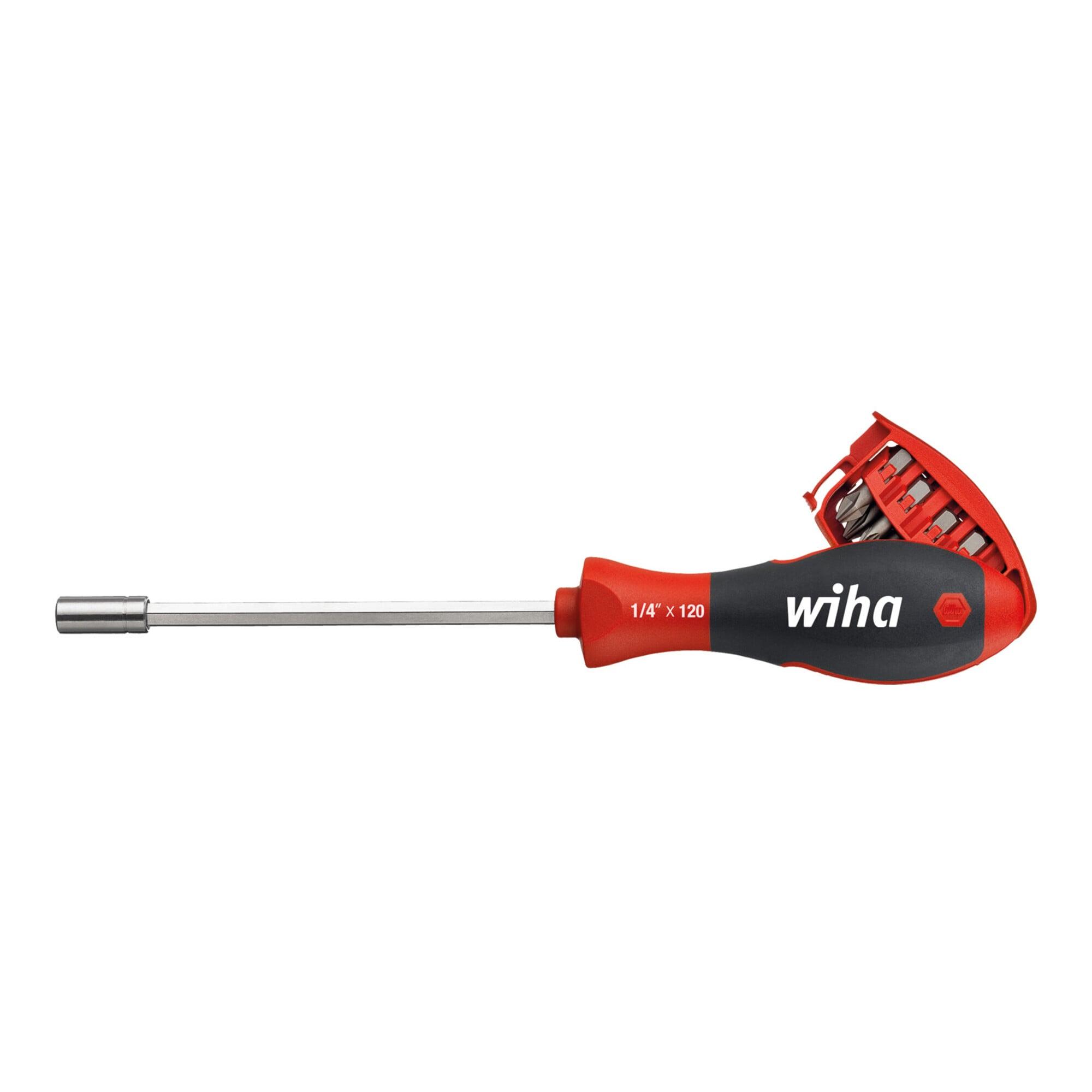 Wiha Schraubendreher mit Bit Magazin magnetisch gemischt mit 8 Bits, 1/4" in Blister (33007)