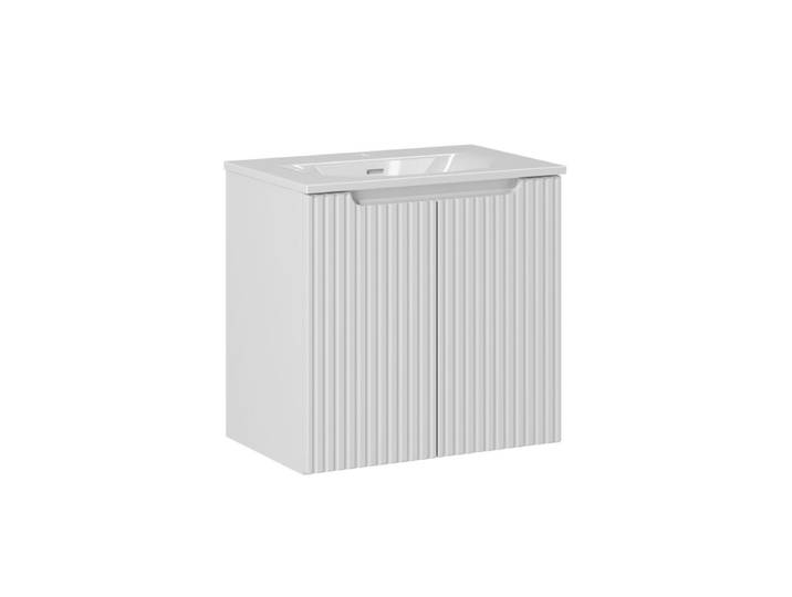 Meuble simple vasque encastrée 60cm 2 portes Riva Blanc