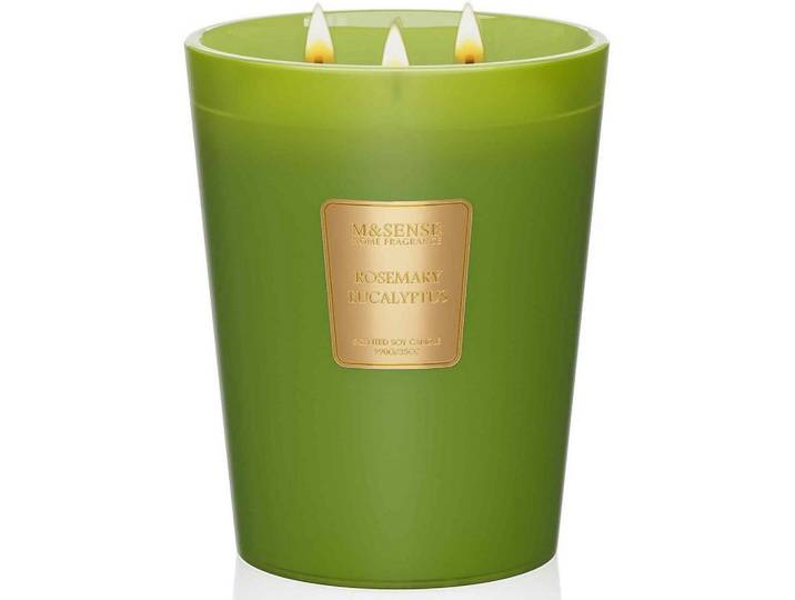 Duftkerze Rosmarin Eukalyptus 3-Docht 990g 150H Brenndauer, Grün, Paraffin, 16 cm, Dekoration, Kerzen & Kerzenhalter, Duftkerzen