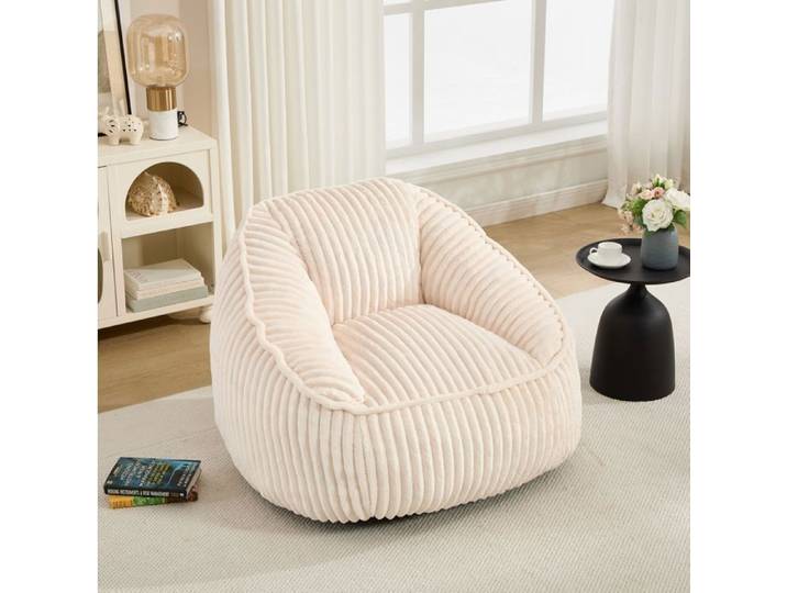 MEULVA Canapé modulable 1 place en chenille beige mousse à mémoire de forme pour salon et chambre