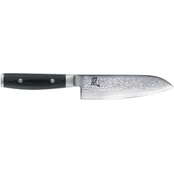 Yaxell Kochmesser-Set Santoku RAN+Messerschärfer, Küchenmesser, Silber, Schwarz