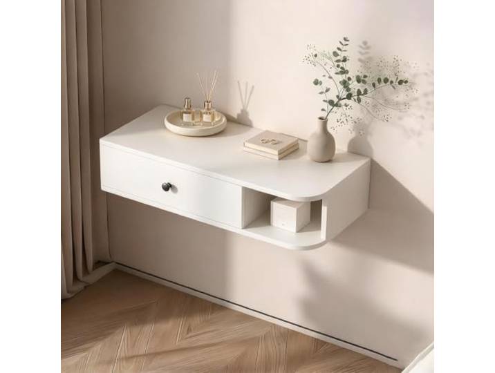 PGZMDTWI Schwebender Schminktisch, Wandtisch, Holz mit Schubladen Platzsparendes Design, Vielseitige Ablage für Schlafzimmer, Wohnzimmer und Wohnung(A,80 cm31.50 in)