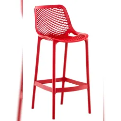 Décoshop26 - Moderner Barhocker mit Fußstütze roter Kunststoff für den Innen- und Außenbereich 10_0000668
