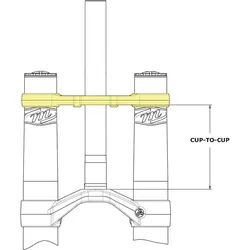Brücke für Dorado Expert, Manitou, Obere Brücke, kurzer Offset (47 mm) für 27.5", flache Ausführung, Farbe: Schwarz, VE: 1 St.