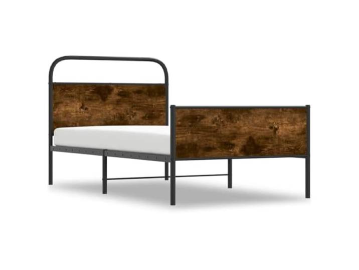 KTHLBRH Bettgestell ohne Matratze Eiche Sonoma 100 x 190 cm Spanplatte Lattenrost, Kopfteil und Fußteil, Gestell aus Stahl, optimale Unterstützung