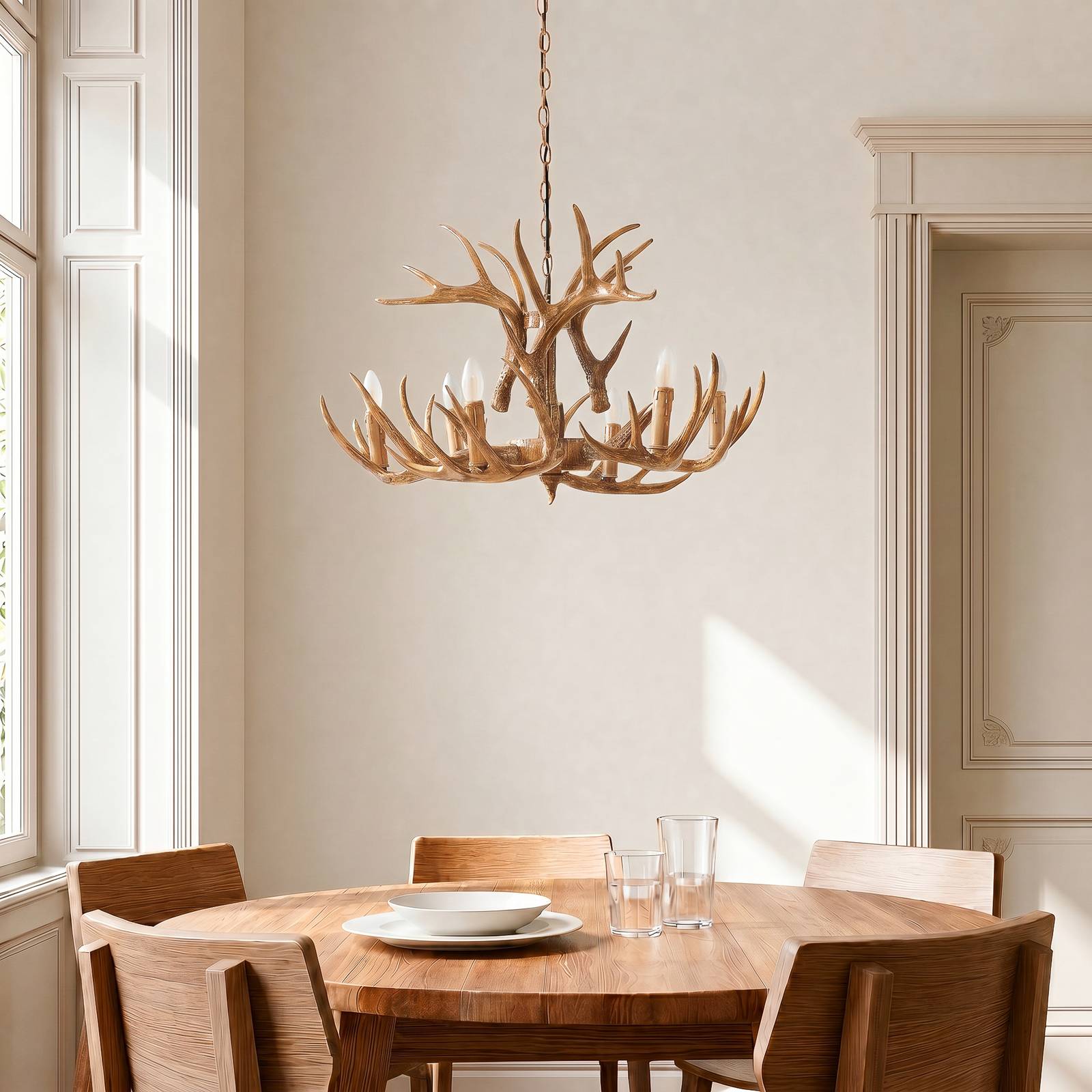 Hängelampe Fibi Lindby, dimmbar, braun / rost, für Wohn- / Esszimmer, Kunststoff, Landhaus / Rustikal, Pendelleuchte