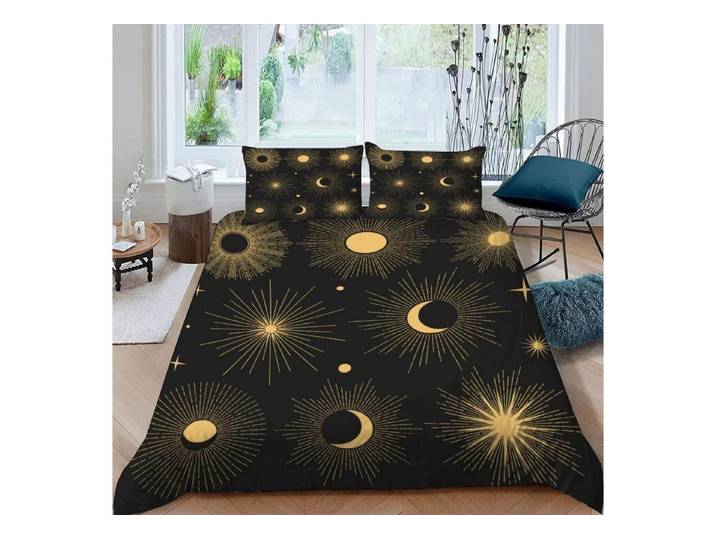 LuxusKollektion Kinderbettwäsche Kinder Bettwäsche 135x200 Kosmos 3D Mond Sonne