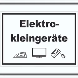 HB-Druck Elektrokleingeräte Mülltrennung Aufkleber Text Symbol Haushaltsgerät A1 (594x841mm)