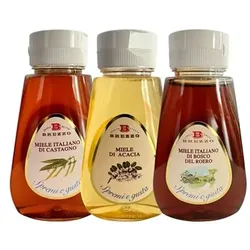 BREZZO Honig Squeezer Set 3 versch. Sorten aus Italien Inhalt 3x 350g