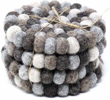 The Curated Nomad Southard Neutral Felt Ball Coaster (Set of 4)