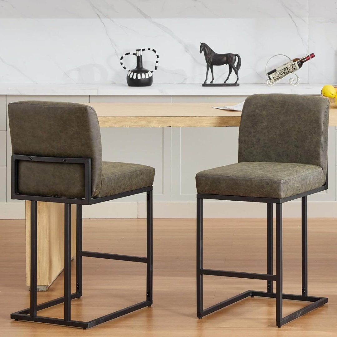 17 Stories Counter Stool with Metal Frame Grey 1