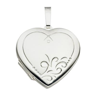Medallionanhänger JOBO "Anhänger Medaillon Herz 30 mm", silber (silber 925), Schmuckanhänger, Damen, Silber 925 (Sterlingsilber), 925 Silber