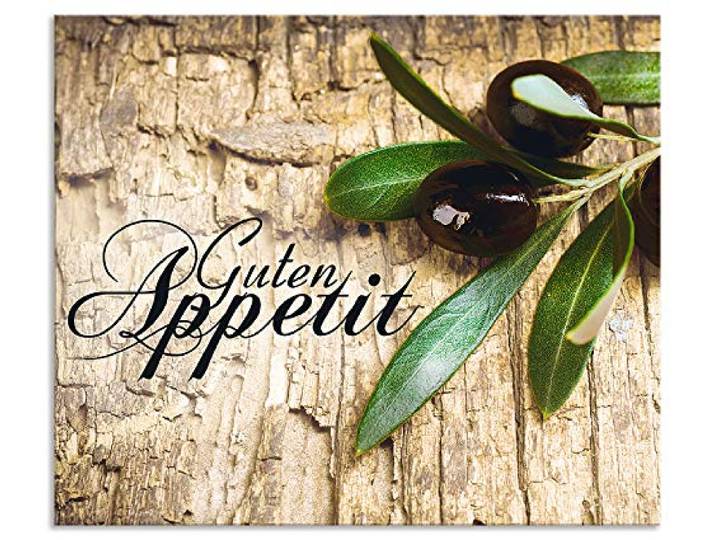 ARTland Spritzschutz Küchenrückwand aus Alu für Küche Herd Spüle 70x60 cm (BxH) mit Motiv Kräuter Olive Guten Appetit Olivenzweig Holzoptik Braun H6ZI