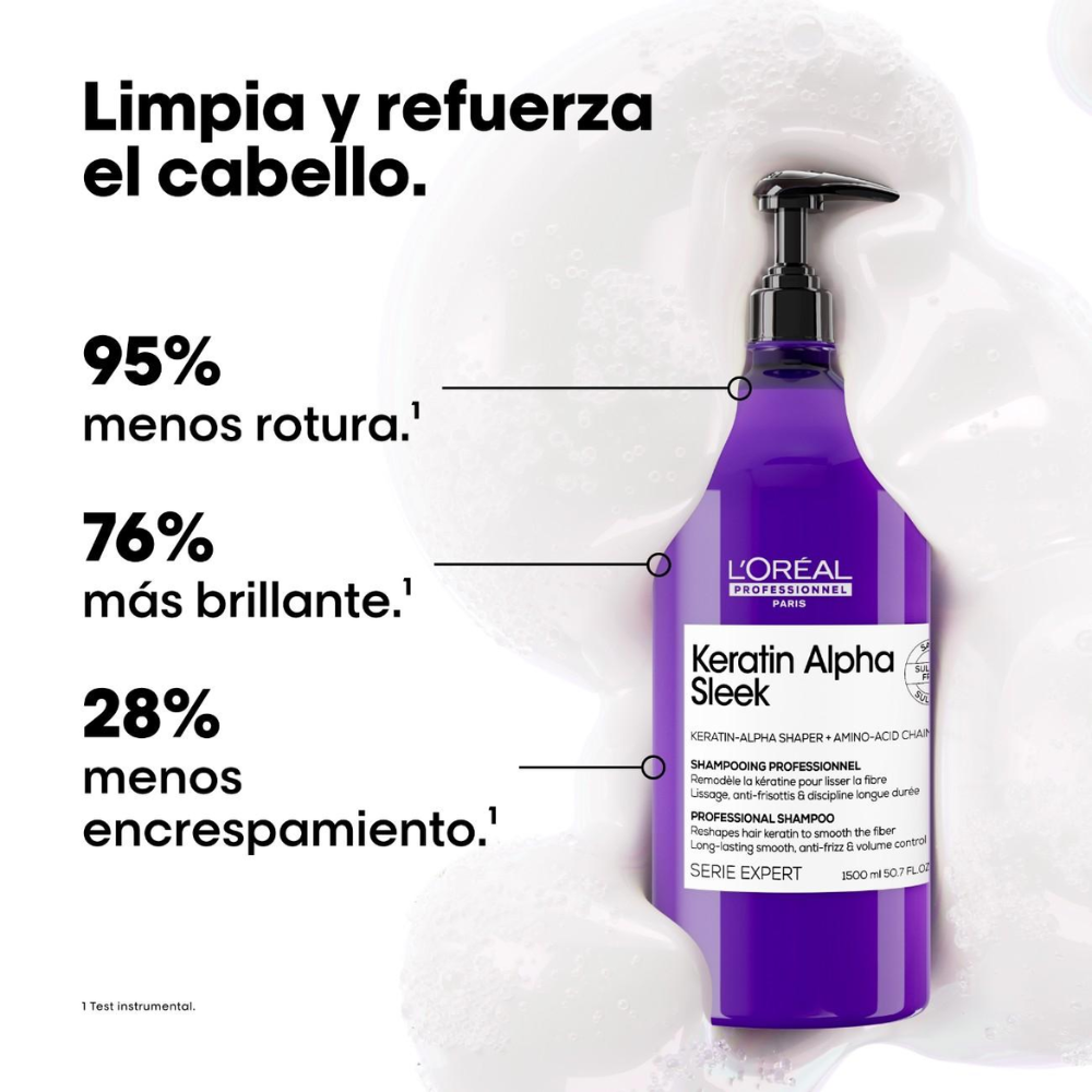 L'Oréal Professionnel Keratin Alpha Sleek Professional Shampoo Reshapes Hair Keratin 1000mL Refill