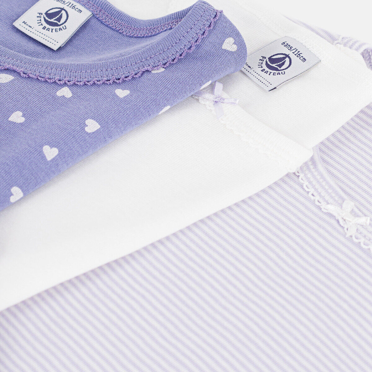 PETIT BATEAU Lot de 3 T-shirts manches longues