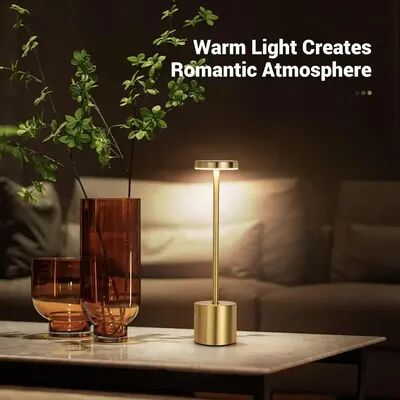 Discount Dollar Deals Table Lamp, USB Rechargeable Night Light, Stepless Dimming Touch Desk Lamp golden