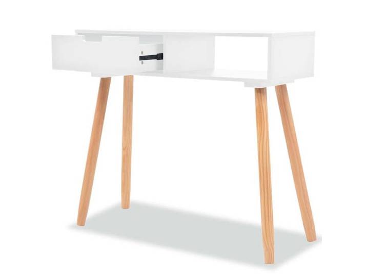 “Winter Sale TOP Table à café Blanche - Table console Bois de pin massif 80x30x72cm Blanche PRO70361