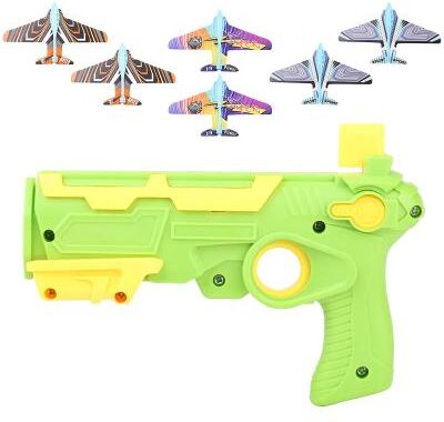 Perfect Picks Market Airplane Launcher Bubble Catapult Toy Set With 6 Planes Fun Kids Shooting Game Gift green
