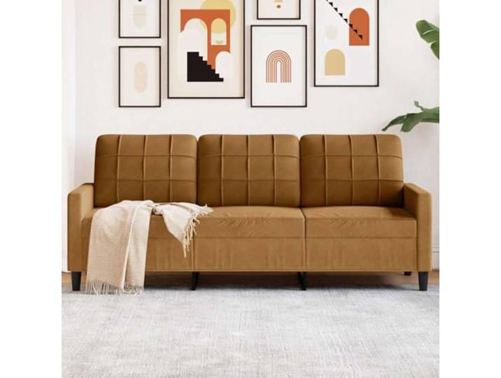 HEFZGDB 3-Sitzer-Sofa Braun 180 cm Samt Stoffbezug Metallgestell Polsterung Wohnzimmer Sitzmöbel Komfort Entspannung Modernes Design Hingucker Stabilität Bequemes Sitzerlebnis