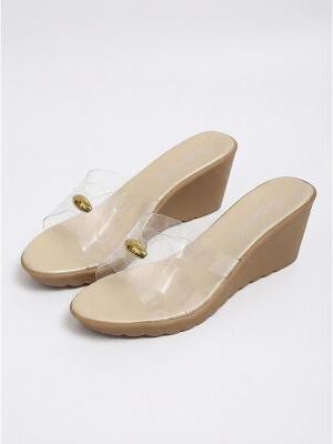 LightInthebox Women's Chic Clear Wedge Sandals - Gold Metal Detail for Island Vacations, Tropical Cruises Luxury Beach Resorts