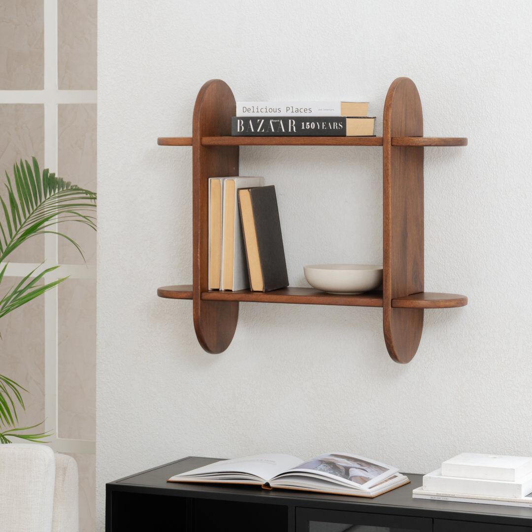 17 Stories Fuller Mango Solid Wood Tiered Shelf Walnut 60cm H X 69.5cm W X 19.75cm D