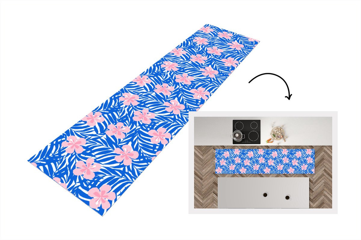 KitchenYeah Keukenloper Hawaii Bloesem Tropisch Vinyl B/D: 240 x 60 cm