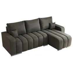 ECKSOFA KIRASSO L Dunkelgrau Velvet