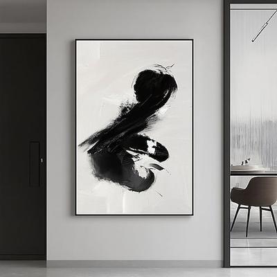 Schwarz-weiße Strukturmalerei, minimalistische Wandkunst, strukturierte Leinwandkunst, weiße Strukturwandkunst, minimalistische Wanddekoration