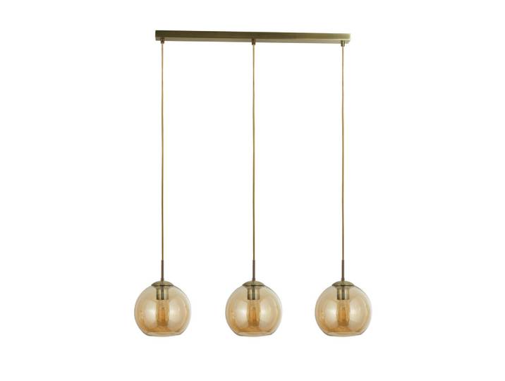 Hängeleuchte Balls, Messingfarben, Bernsteinfarben, Metall, Glas, 20x150x86 cm, höhenverstellbar, Lampen & Leuchten, Innenbeleuchtung, Hängeleuchten, Pendelleuchten
