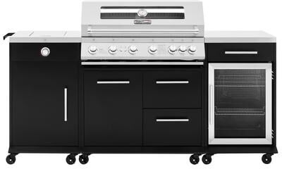 Royal Gourmet Outdoor Kitchen Gas Grill with Versatile Side Burner and Refrigerator, Backyard Cooking