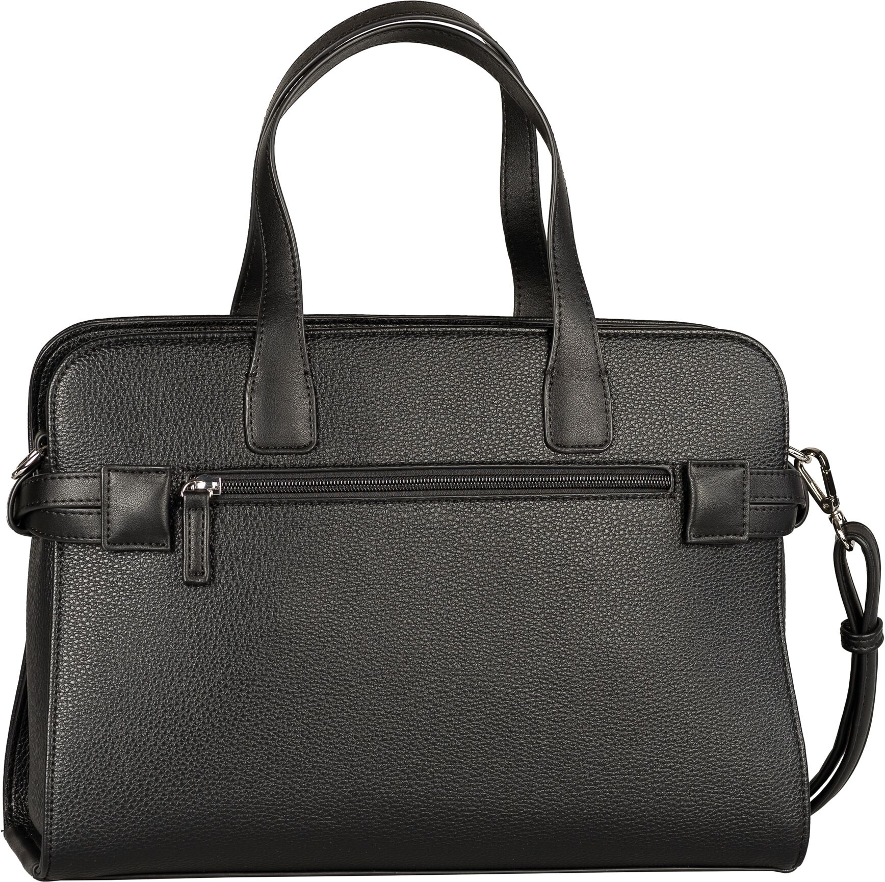 Shopper TOM TAILOR "Freya", Damen, Gr. B/H/T: 35cm x 26cm x 13cm, schwarz, Polyurethan, Taschen Shopper, verziert mit schmalen, mehrlagigen Riemen und Metallschließe