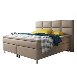 IHG Boxspringbett Miami mit 7-Zonen-Taschenfederkernmatratzen und Topper, ca. 180 x 200 cm – Muddy
