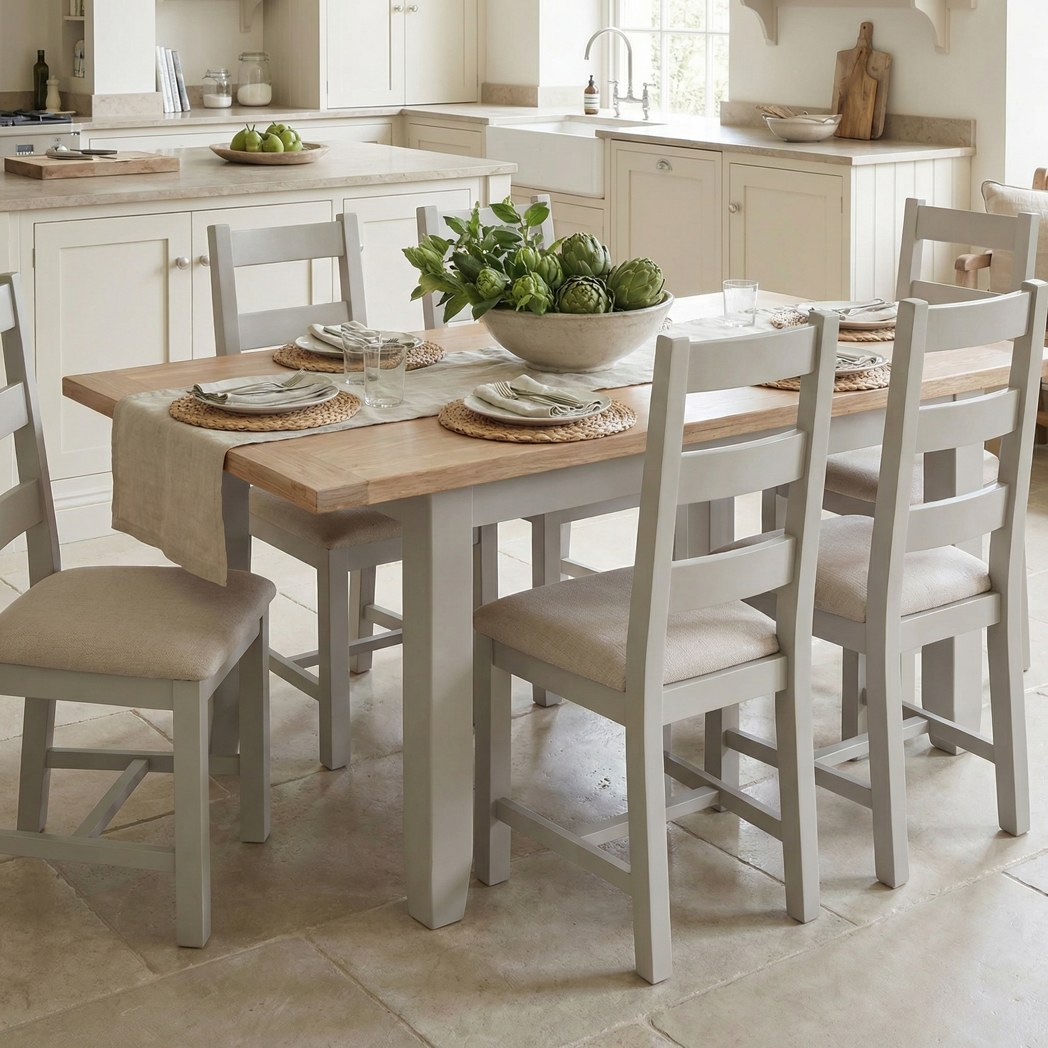 Burford 6 Seat Extending Dining Set in Pebble Grey