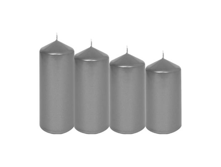 4er Set Kerzen Edelglanz abgestuft silbe