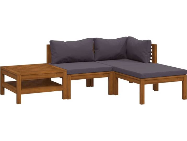 vidaXL 4-tlg. Garten-Lounge-Set mit Auflage Massivholz Akazie