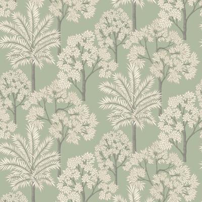 Galerie Wallcoverings Arcadia Collection Floral Palm Leaves Metallic Finish Vinyl on Non-woven Wallpaper Roll
