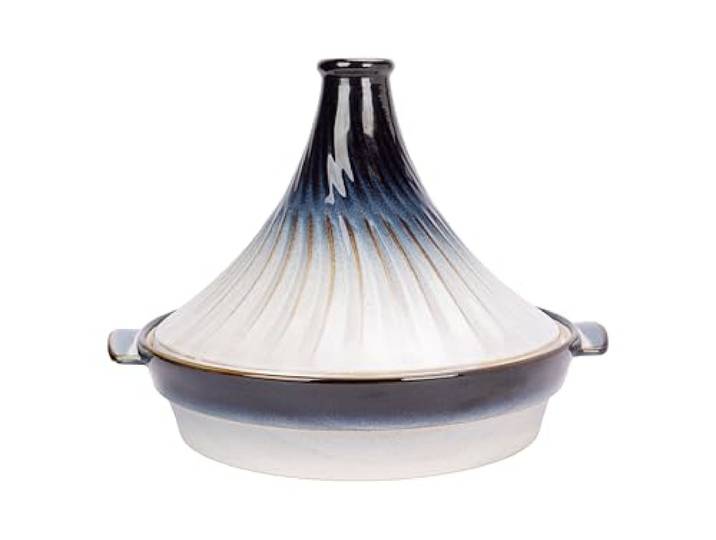 Cosy & Trendy Tajine en Céramique Nora\, Blanc-Bleu\, Ronde\, D31\,7xh 23 cm