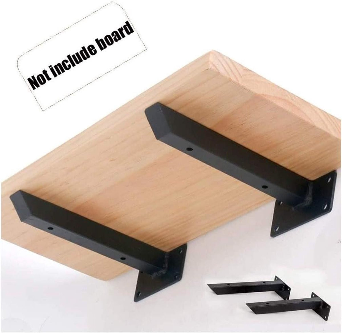 Zwarte zwevende wandplankbeugels voor 10 inch wandplanken met verborgen ontwerp