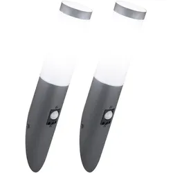 2er Set Wand Fackeln Außen Lampen Bewegungsmelder Garten Balkon Leuchten ANTRHAZIT im Set inkl. LED Leuchtmittel